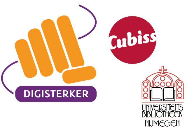 Logo's van Digisterker, Cubiss en Universiteitsbibliotheek Nijmegen