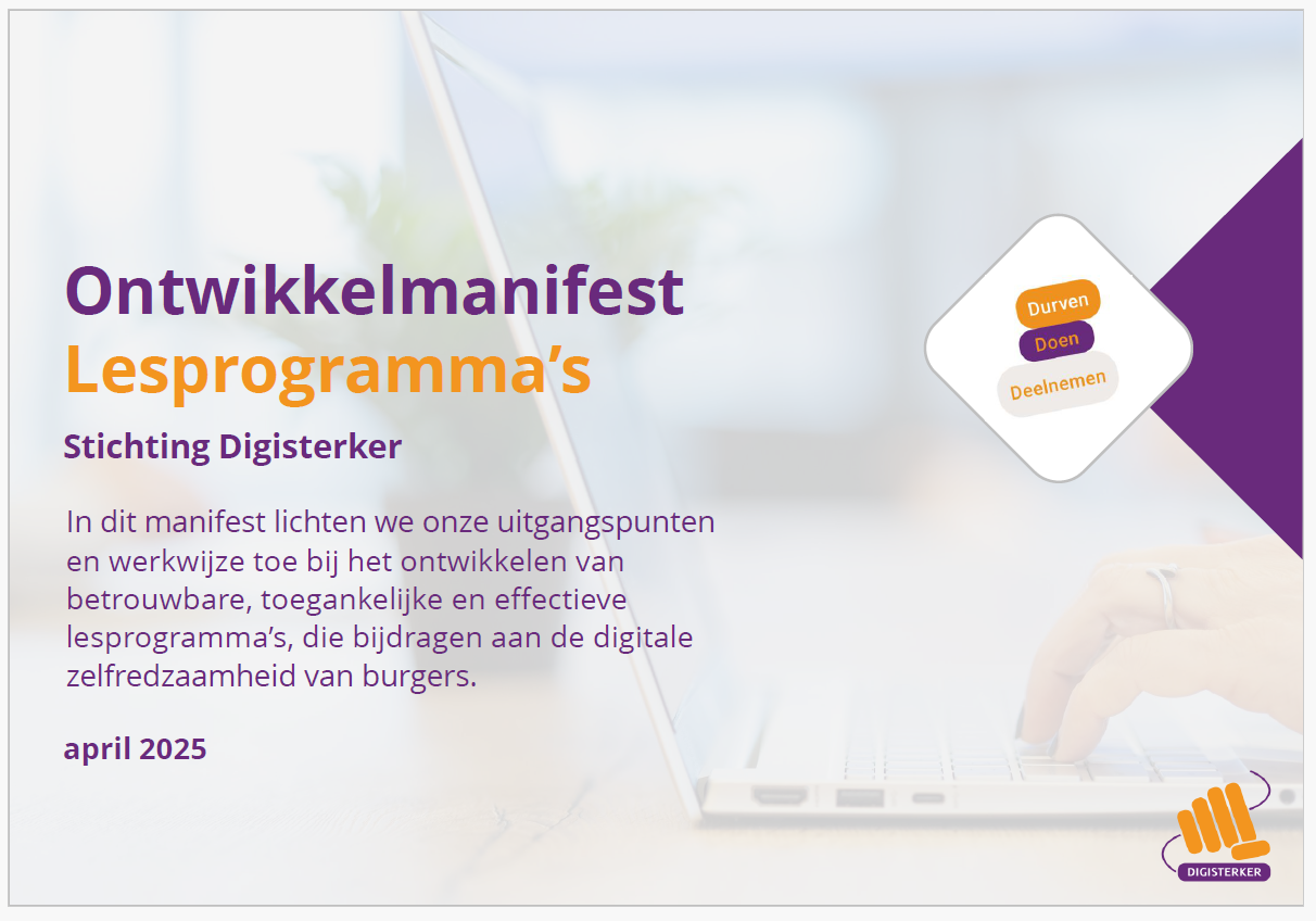 Voorkant van het Ontwikkelmanifest Lesprogramma's Stichting Digisterker