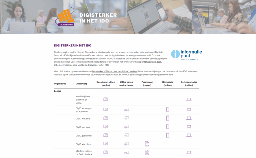 Screenshot van de webpagina ‘Digisterker in het IDO'