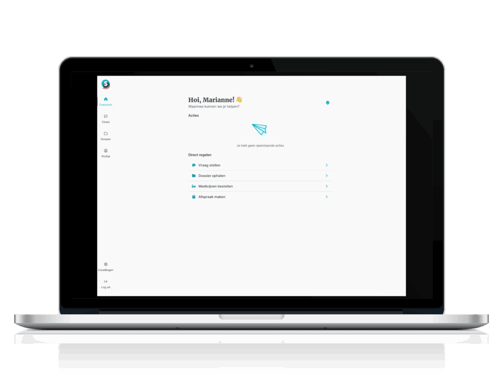 Laptopscherm met de demopagina van Spreekuur.nl zichtbaar